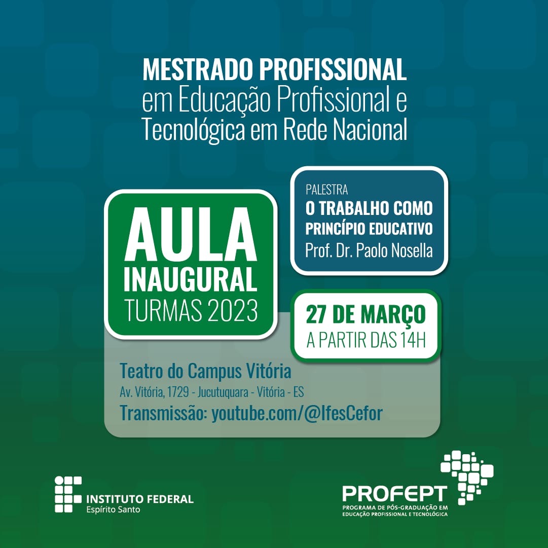 Aula Inaugural Nacional Profept Turma Instituto Federal