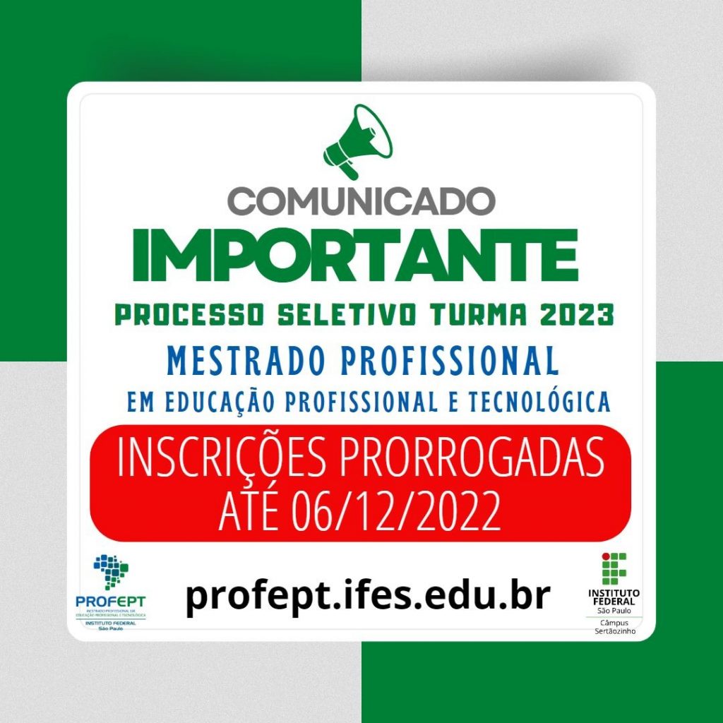 IMPORTANTE – INSCRIÇÕES PRORROGADAS - Instituto Federal Catarinense